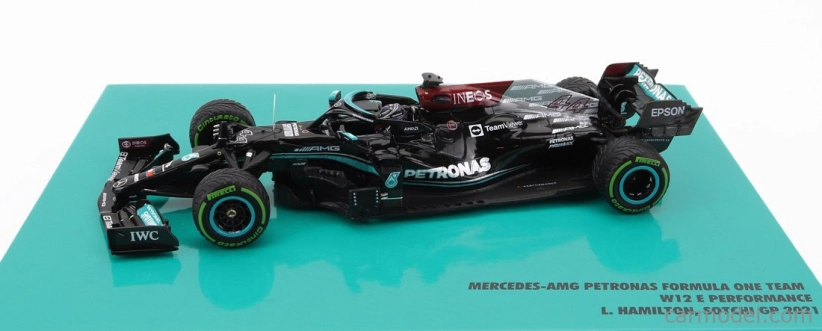 Minichamps Mercedes gp F1 W12 Mercedes M12 Eq Power+ Team Amg Petronas Motorsport Formula One N 44 Winner Sotchi Russian Gp 2021 Lewis Hamilton - 100. víťazstvo F1 1:43 Black Green