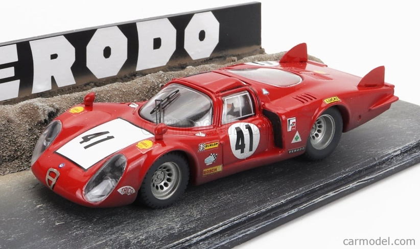 Najlepšie modely Alfa romeo Diorama - 33/2 Long Tail Team Autodelta N 41 24h Le Mans 1968 Nino Vaccarella 1:43 Červená Biela