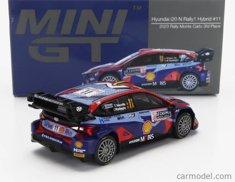 Mini-gt Hyundai I20 N Rally1 Team Shell Mobis Wrt N 11 3rd Rally Montecarlo 2023 Thierry Neuville - Martijn Wydaeghe 1:64 2 Tóny Modré Červené