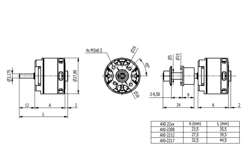 AXI 2217/12 V3 střídavý motor