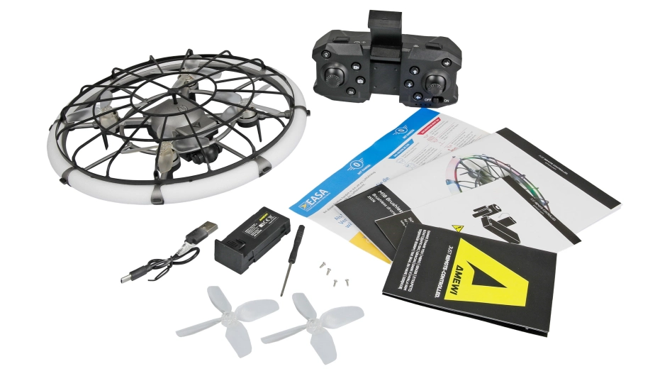 Dron M18 s kamerou a LED osvětleným ochranným kruhem RTF Brushless, gesta, FPV