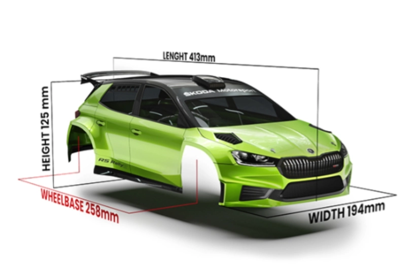 Karoséria číra ŠKODA Fabia RS Rally2 1/10 rally 190 mm, tvrdá 1,2 mm