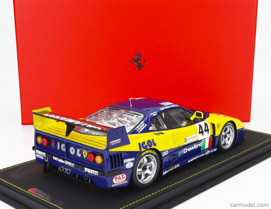 Bbr-models Ferrari F40 Gte 3.5l Turbo V8 Team Ennea Srl Igol N 44 24h Le Mans 1996 L.della Noce - A.olofsson - C.rosenblad 1:18 Žlto-modrá