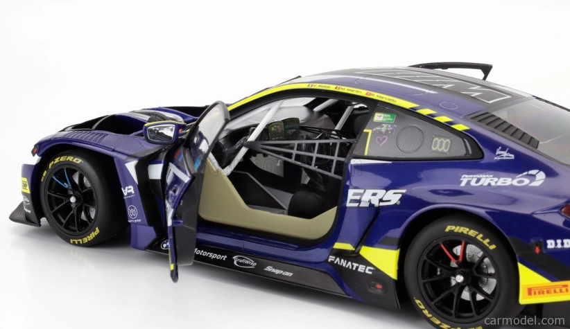 Minichamps BMW radu 4 M4 Gt3 Team Wrt N 46 4h Le Castellet 2024 Valentino Rossi - Maxime Martin - Raffaele Marciello 1:18 Modrá Žltá Čierna