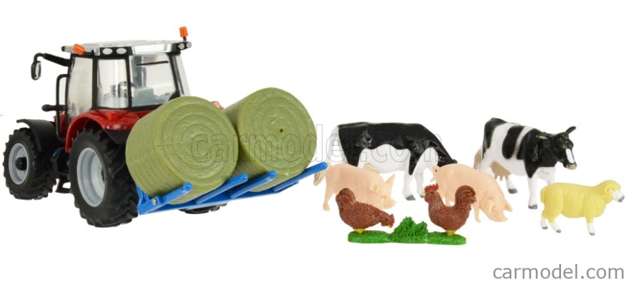 Britains Massey ferguson 5612 Tractor With Animals 2016 1:32 Červená Stříbrná