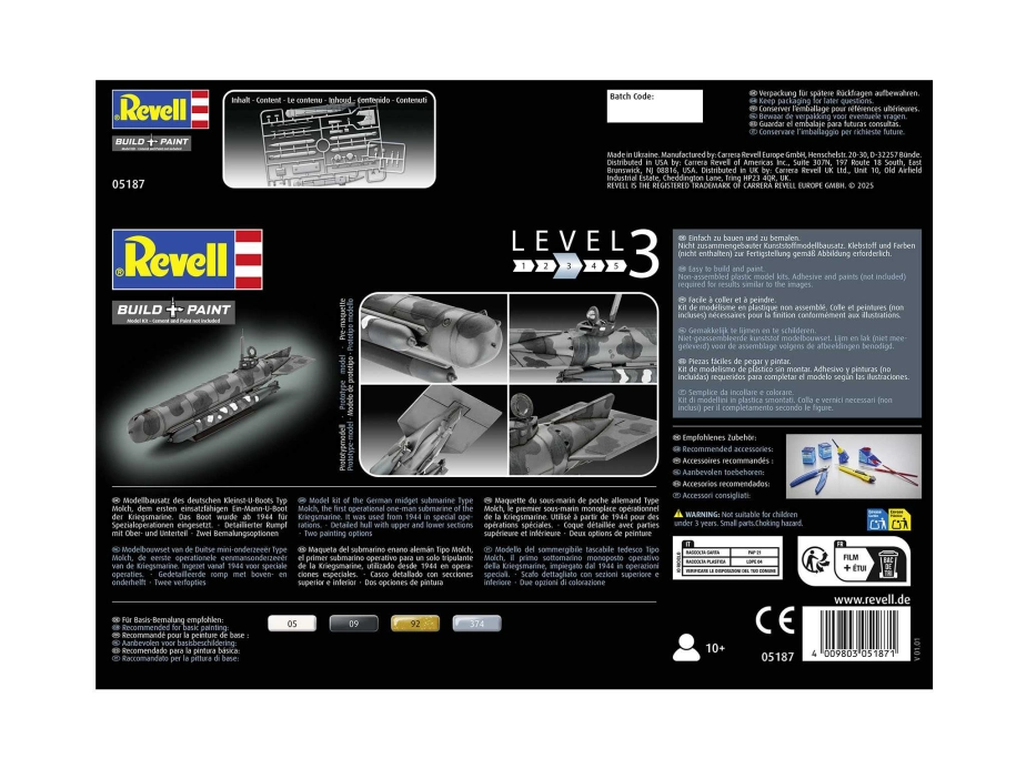 Plastic ModelKit ponorka 05187 – German Midget Submarine Type Molch (1:72)