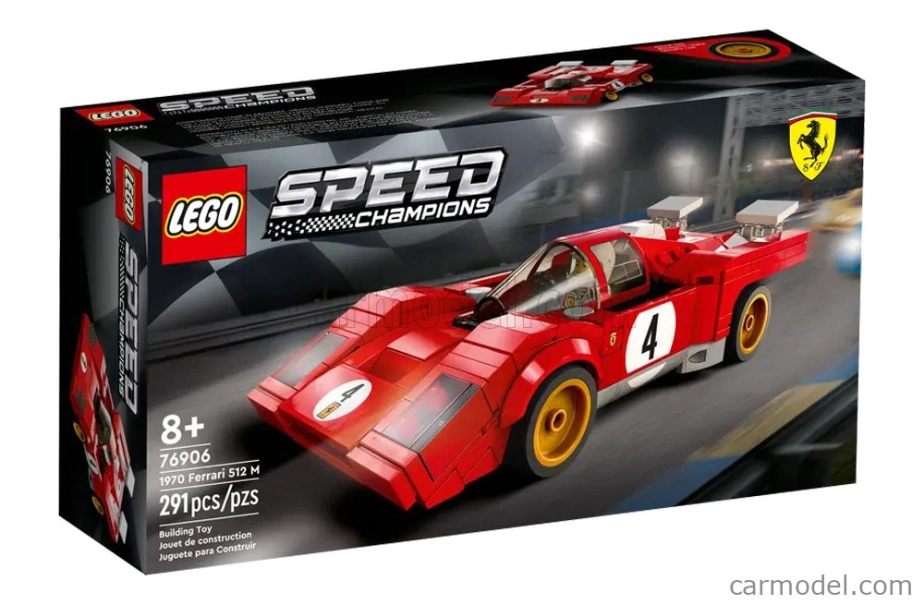 Lego Ferrari Lego Speed Champion - 512m N 4 Racing 1970 - 291 Pezzi - 291 Pieces Red
