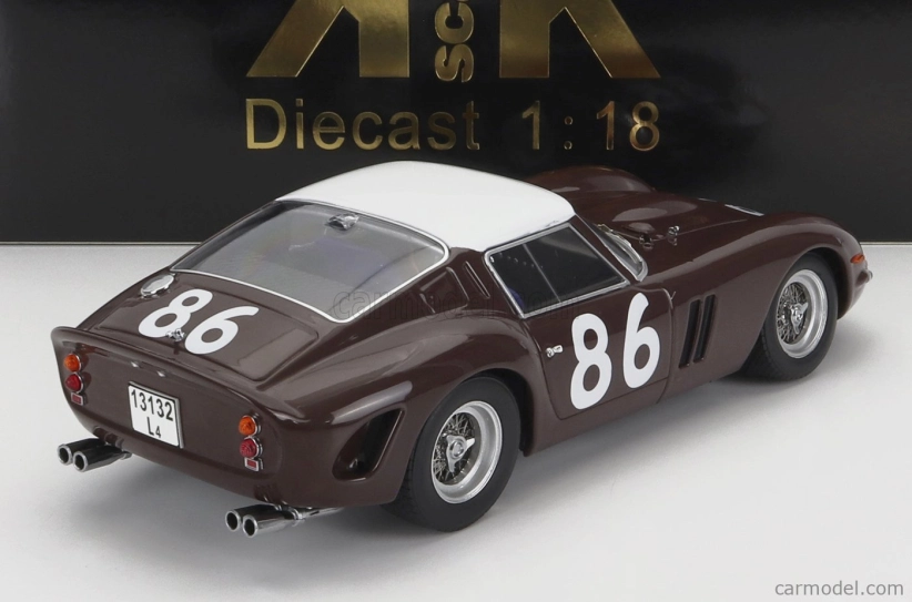 Kk-scale Ferrari 250 Gto Coupe N 86 4th Targa Florio 1962 P.ferraro - G.scarlatti 1:18 Hnědá Bílá
