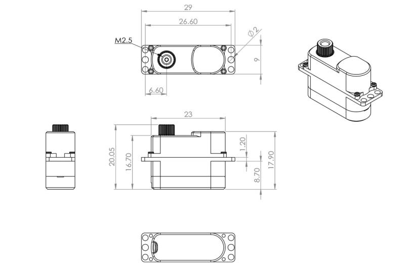 DS75K (0,13s/60°, 2,4 kg.cm)