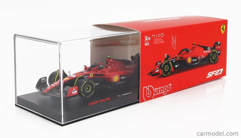 Bburago Ferrari F1 Sf-23 Team Scuderia Ferrari N 55 1:43, červená
