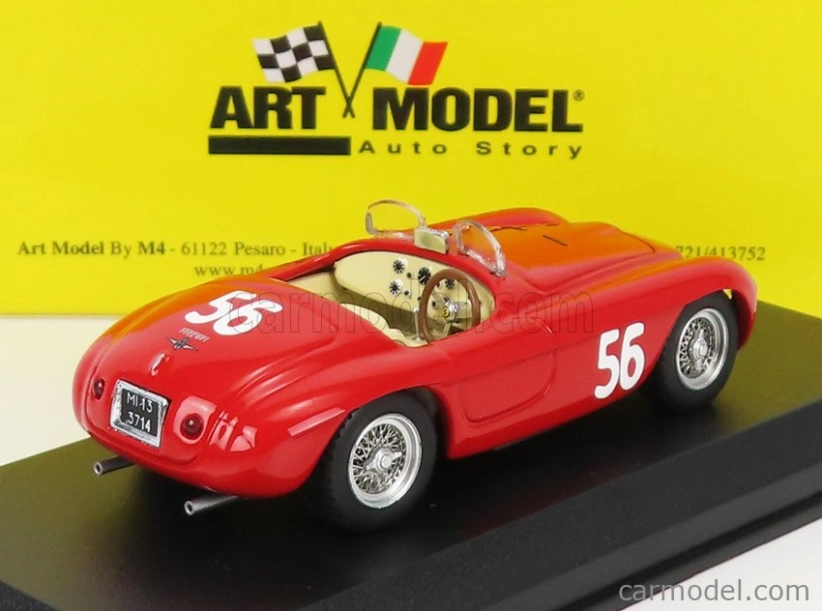 Art-model Ferrari 166mm Barchetta Spider N 56 Winner Vermicino - Rocca Di Papa 1949 G.marzotto 1:43 Červená