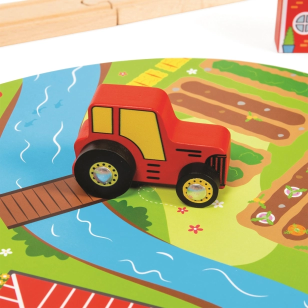 Bigjigs Rail Drevená vláčiková dráha s vidieckou cestou 80 kusov poškodené balenie