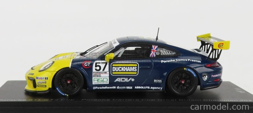 Spark-model Porsche 911 991 Gt3 Cup N 25 Porsche Carrera Cup England Champion 2021 Dan Cammish 1:43 Black Yellow