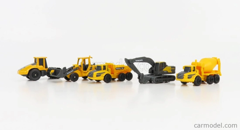Maisto Volvo Set 5x Movimento Terra Scraper Excavator Truck 1:87 žlto-čierna