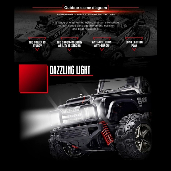 RC auto JEEP Subotech Brave, čierna