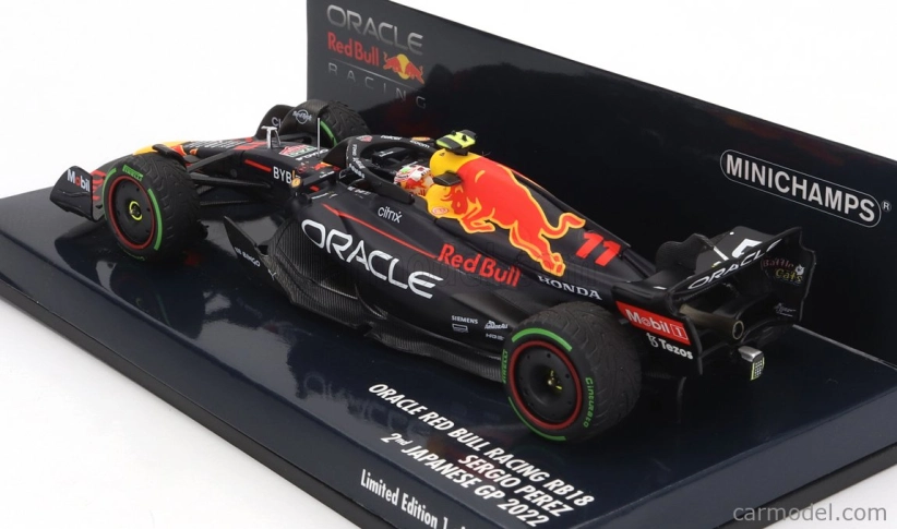 Minichamps Red bull F1 Rb18 Team Oracle Red Bull Racing N 11 2nd Japan Gp 2022 Sergio Perez 1:43 Matná modrá žltá červená