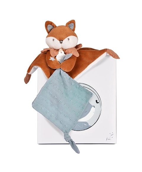 Doudou Dárková sada Plyšová liška Timo s úchytem na dudlík a dečkou 20 cm