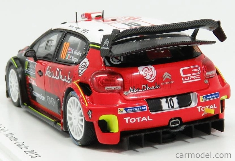 Spark-model Citroen C3 Wrc Team Citroen Total Abu Dhabi Wrt N 10 Rally Montecarlo 2018 K.meeke - P.nagle 1:43 Červená Bílá