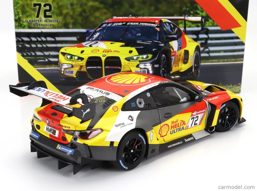 Minichamps BMW radu 4 M4 Gt3 Team Bmw Junior N 72 24h Nurburgring 2023 Dan Harper - Max Hesse - Neil Verhagen 1:18 čierna žltá červená
