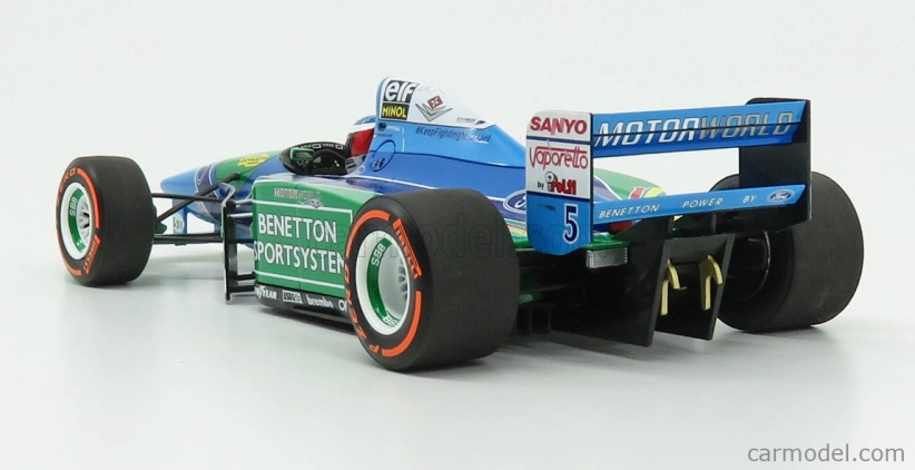 Minichamps Benetton F1 B194 Ford Mild Seven (auto Michaela Schumachera 1994 majstra sveta) Demonštračná jazda Gp Belgium Spa 2017 Mick Schumacher 1:18 Modrozelená