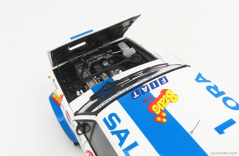 Kyosho Fiat 131 Abarth N 1 Winner Rally 1000 Lakes 1980 1:18, bílomodrá