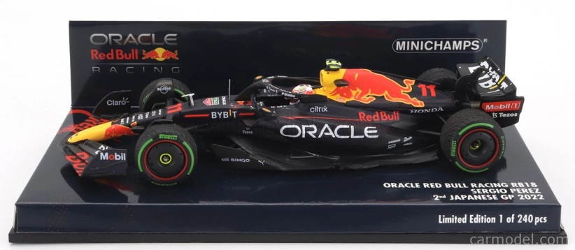 Minichamps Red bull F1 Rb18 Team Oracle Red Bull Racing N 11 2nd Japan Gp 2022 Sergio Perez 1:43 Matná modrá žltá červená