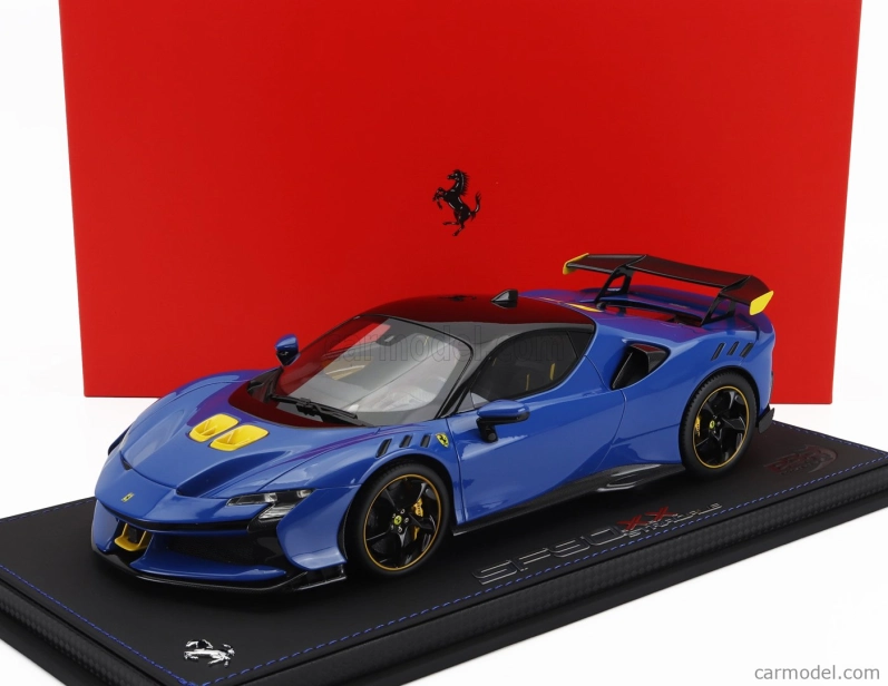 Bbr-models Ferrari Sf90 Xx Stradale 2024 - Con Vetrina - S vitrínou 1:18 Azzurro Dino - Svetlo modrá čierna žltá