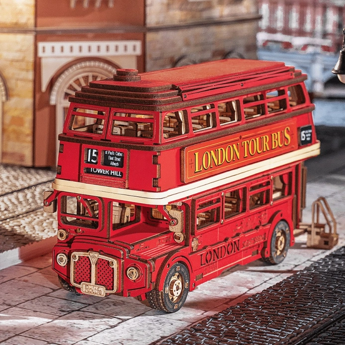 RoboTime 3D drevená skladačka Londýnsky double-decker