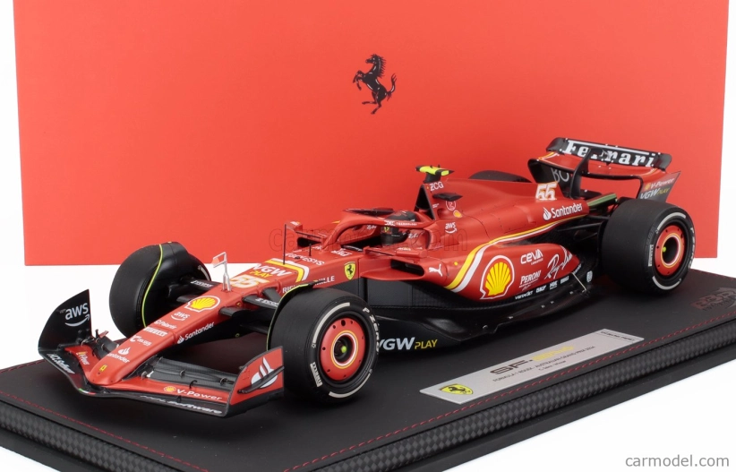 Bbr-models Ferrari F1 Sf-24 Team Scuderia Ferrari N 55 Winner Australian Gp 2024 Carlos Sainz - Con Vetrina - With Showcase 1:18 Červená Černá