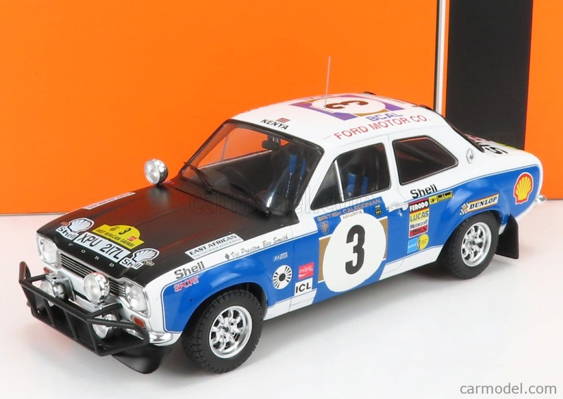 Ixo-models Ford england Escort Mki Rs 1600 (nočná verzia) N 3 Rally Safari 1973 V.preston - B.smith 1:18 Biela Modrá Čierna
