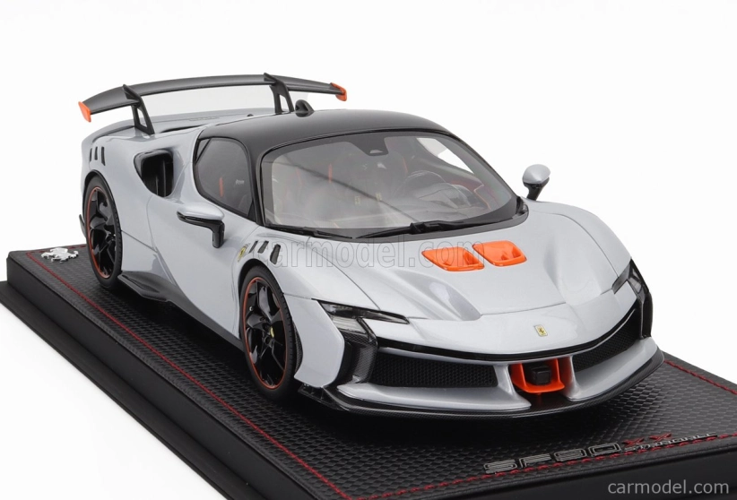 Mr-models Ferrari Sf90 Xx Stradale 2024 - Con Vetrina - With Showcase 1:18 Bianco Artico - Bílá Met Oranžová Černá