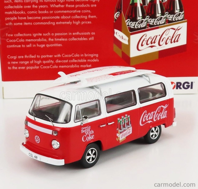 Corgi Volkswagen T1 Minibus Coca-cola With Surfboard 1961 1:43 Bílá Červená
