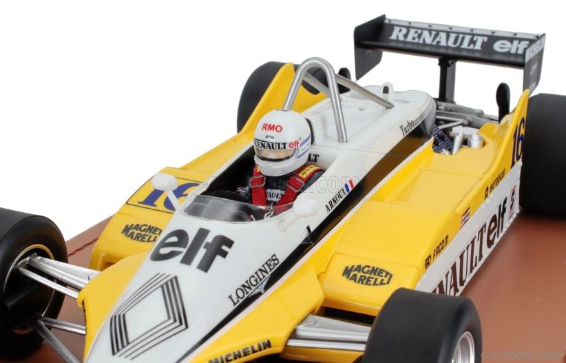 Tecnomodel Renault F1  Re30b V6 Turbo Team Renault Elf N 16 Winner Italy Gp (with Pilot Figure) 1982 Rene Arnoux 1:18 Bílá Žlutá Černá