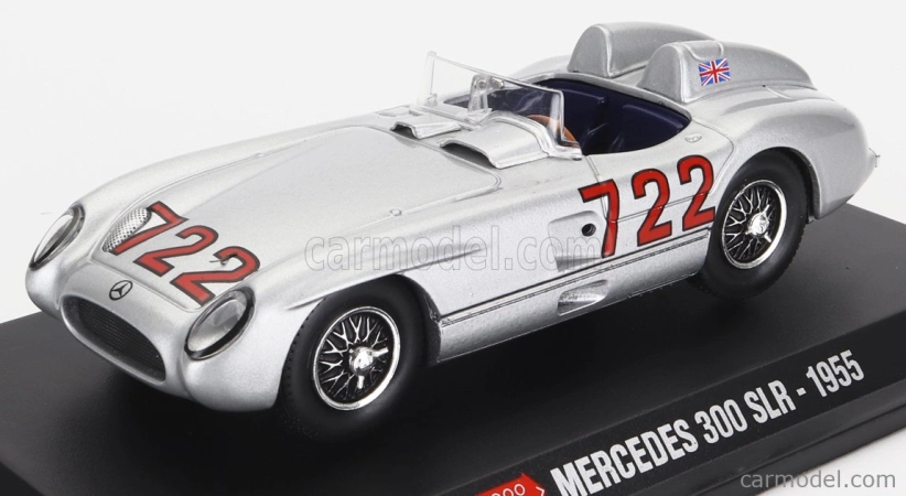 Edicola Mercedes benz 300 Slr Spider N 722 Winner Mille Miglia 1955 Stirling Moss - Denis Jenkinson 1:43 Silver