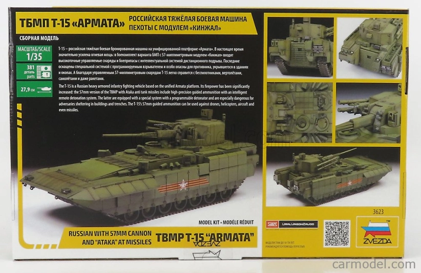Zvezda Tank T-15 Vojenský ruský s 57mm kanónom a útokom raketami 1:35 /