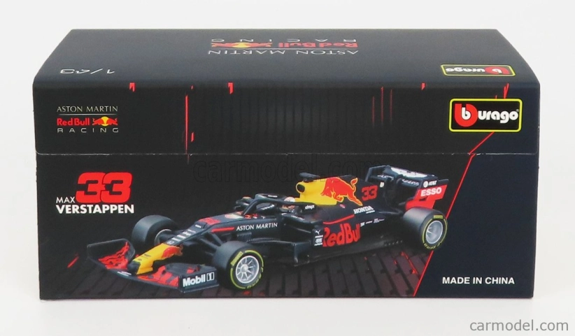 Bburago Red bull F1 Rb16 Honda Team Aston Martin N 33 Winner Abu Dhabi GP 2020 Max Verstappen - Con Pilot E Vetrina - With Pilot And Showcase 1:43 Matte Blue Yellow Red