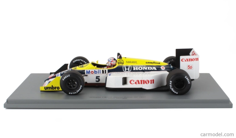 Spark-model Williams F1  Fw11b Honda N 5 Winner British Gp 1987 Nigel Mansell 1:18 Modrá Žlutá Bílá