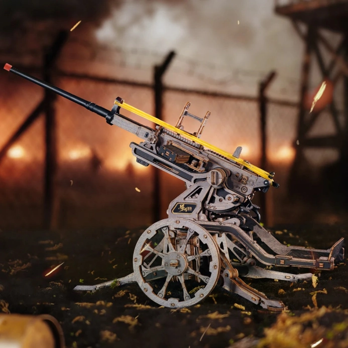 RoboTime 3D dřevěná mechanická skládačka Protiletadlové dělo