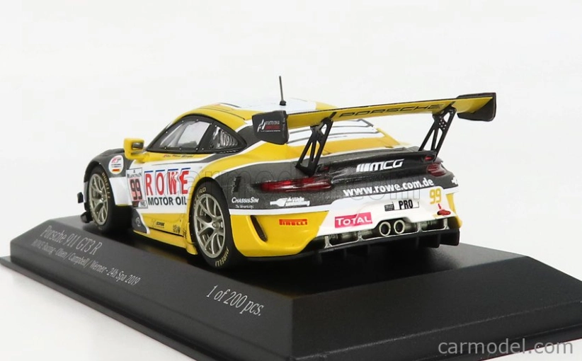 Minichamps Porsche 911 991-2 Team Rowe Racing N 99 7th 24h Spa 2019 D.olsen - M.campbell - D.werner 1:43 Sivá Biela Žltá