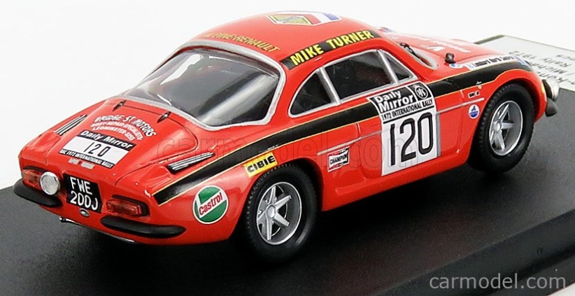 Trofeu Renault A110 Alpine N 120 Rally Rac Lombard 1972 J.price - M.turner 1:43 Oranžová Černá