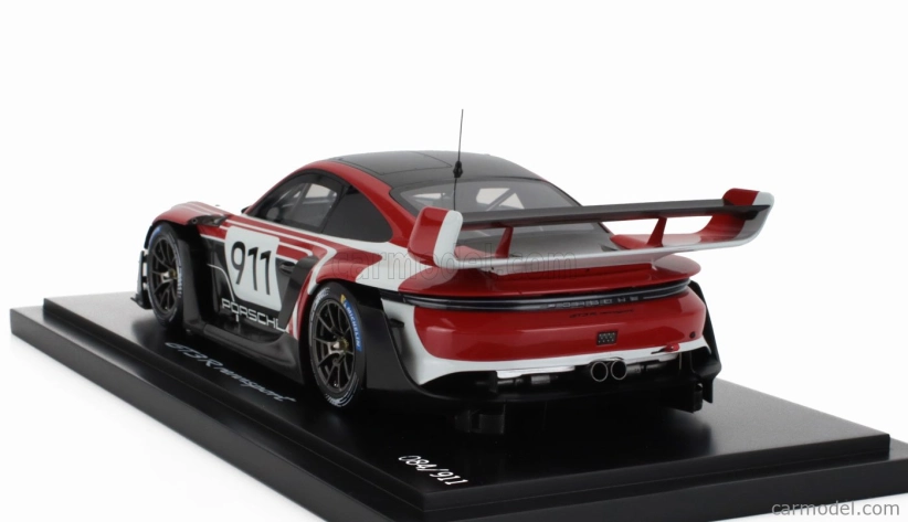 Spark-model Porsche 911 992 Gt3 R N 911 Racing Flacht Design Coupe 2021 - Con Vetrina - S vitrínou 1:18 Bielo-sivo-červená