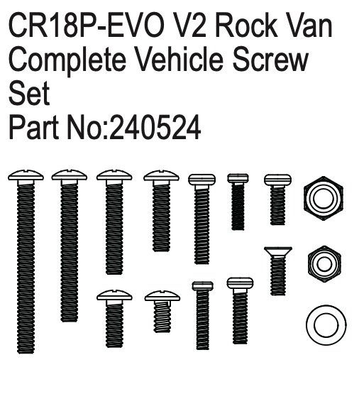 HBP240524 - Complete Vehicle Screw Set for CR18P EVO V2 Rock Van