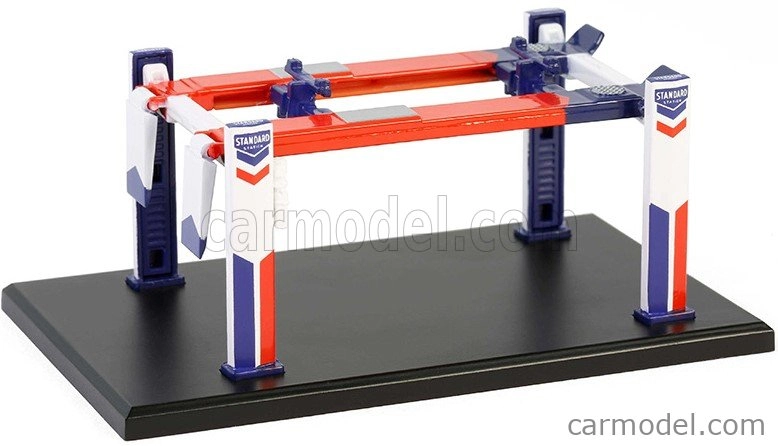 Greenlight Accessories Standard Oil Garage Set Officina - Ponte Sollevatore Auto - Four Post Lift 1:64 Modrá Bílá Červená
