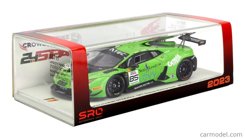 Spark-model Lamborghini Huracan Gt3 Evo 2 Team Grt Grasser N 85 Winner Silver Cup 24h Spa 2023 C.schmid - B.hites - G.van Berlo 1:43 Zelená Černá