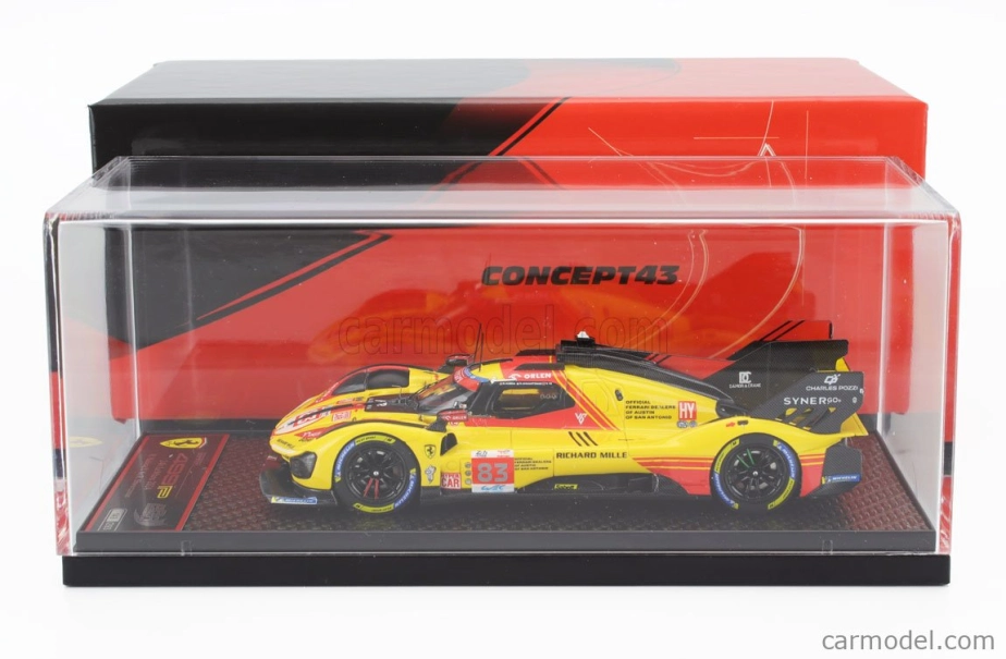 Bbr-models Ferrari 499p 3.0l Turbo V6 Team Af Corse N 83 24h Le Mans 2024 Robert Kubica - Robert Shwartzman - Yifei Ye 1:43 Žltá červená