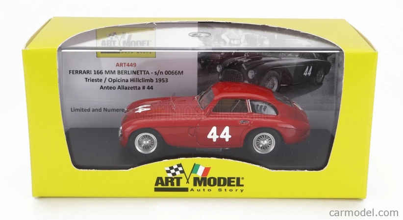 Art-model Ferrari 166mm Coupe N 44 Rally Trieste - Opicina Hillclimb 1953 A.allazetta 1:43 Red