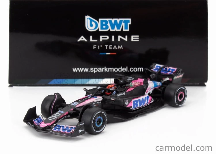 Spark-model Alpine F1 A524 Team Bwt Alpine N 31 Sezóna 2024 Esteban Ocon 1:64 Čierna Modrá Ružová