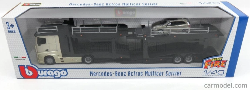 Bburago Mercedes benz Actros 2 2545 Truck Car Transporter 2016 + Volkswagen Polo Gti 1:43