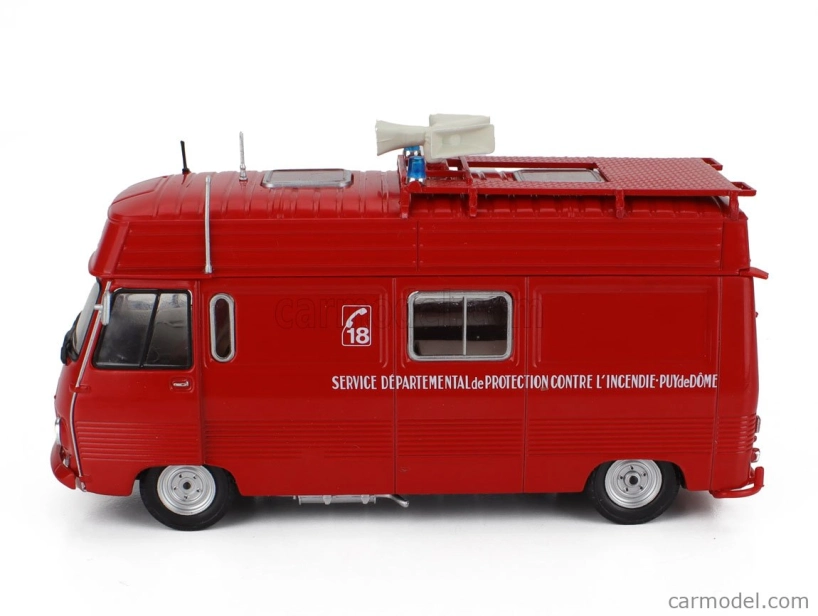 Edicola Peugeot J7 Van Fire Engine Service Departemental De Protection Contre L'incendie Puy De Dome 1969 1:43 Red