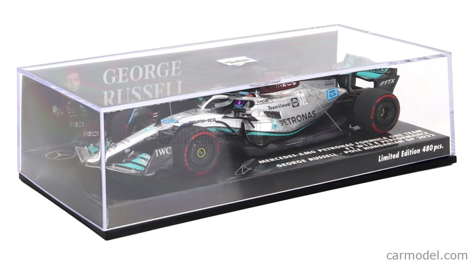 Minichamps Mercedes gp F1 W13e Team Mercedes-amg Petronas F1 N 63 Pole Position Hungarian Gp 2022 George Russell 1:43 Silver Green